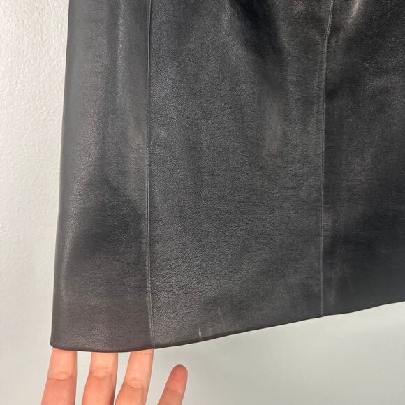 ALICE AND OLIVIA KELLY SQUARE BUST FAUX LEATHER MINI DRESS - Picture 12 of 13